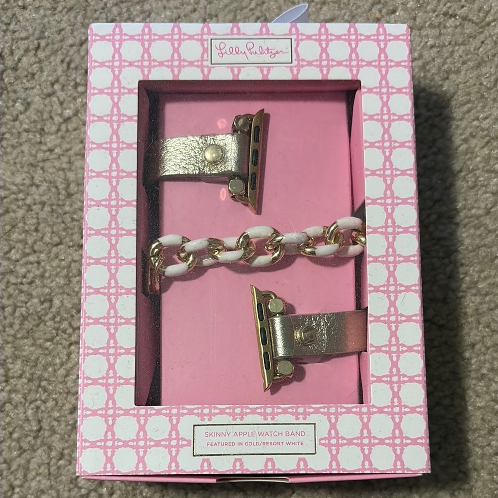 NEW**Lilly Pulitzer Gold and White Chain Apple Watch Band